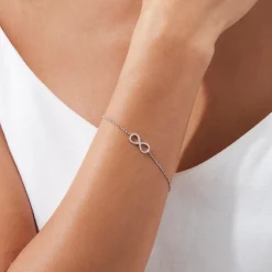 Effy Jewelry Novelty 14K White Gold Diamond Infinity Bracelet, 0.12 TCW | Bracelets