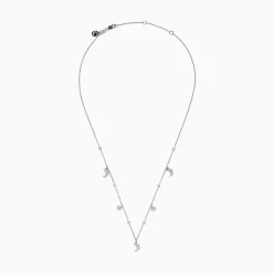 BH Multi Novelty 14K White Gold Diamond Moon and Stars Necklace, 0.38 TCW | Necklaces & Pendants