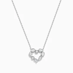 Effy Jewelry Novelty 14K White Gold Multi Shape Diamond Heart Necklace | Necklaces & Pendants