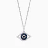 Effy Jewelry Novelty 14K White Gold Sapphire u0026 Diamond Evil Eye Pendant, 0.42 TCW | Necklaces & Pendants