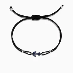 Effy Jewelry Novelty 14K White Gold Sapphire Anchor String Bracelet, 0.15 TCW | Bracelets
