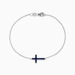 Effy Jewelry Novelty 14K White Gold Sapphire Cross Bracelet | Bracelets
