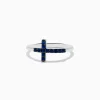 Effy Jewelry Novelty 14K White Gold Sapphire Cross Ring | Rings