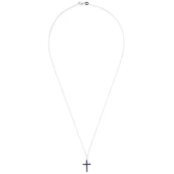 Effy Jewelry Novelty 14K White Gold Sapphire and Diamond Cross Pendant, 0.19 TCW | Necklaces & Pendants