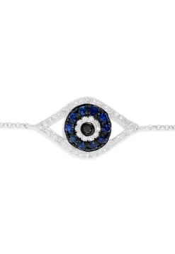 Effy Jewelry Novelty 14K White Gold Sapphire u0026 Diamond Evil Eye Bracelet, 0.43 TCW | Bracelets