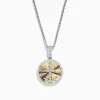Effy Jewelry Novelty 14K White u0026 Yellow Gold Diamond Anchor Coin Pendant | Necklaces & Pendants