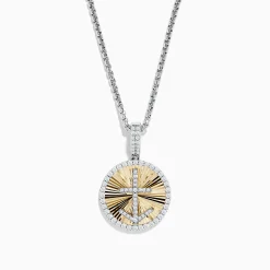 Effy Jewelry Novelty 14K White u0026 Yellow Gold Diamond Anchor Coin Pendant | Necklaces & Pendants