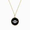 Effy Jewelry Novelty 14K Yellow Gold Black Agate and Diamond Evil Eye Pendant | Necklaces & Pendants