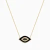 Effy Jewelry Novelty 14K Yellow Gold Black Enamel and White Diamond Evil Eye Necklace | Necklaces & Pendants