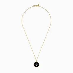 Effy Jewelry Novelty 14K Yellow Gold Black Agate and Diamond Evil Eye Pendant | Necklaces & Pendants