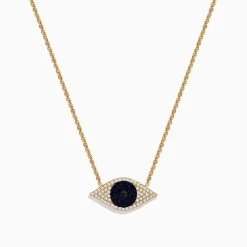 Effy Jewelry Novelty 14K Yellow Gold Blue Sapphire and Diamond Evil Eye Necklace | Necklaces & Pendants