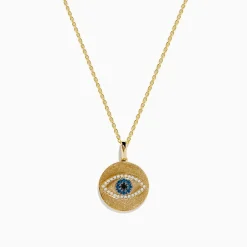 Effy Jewelry Novelty 14K Yellow Gold Blue, White and Black Diamond Evil Eye Pendant | Necklaces & Pendants