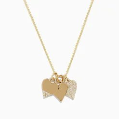 Effy Jewelry Novelty 14K Yellow Gold Diamond Hearts Pendant | Necklaces & Pendants