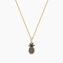 Effy Jewelry Novelty 14K Yellow Gold Diamond and Tsvorite Pineapple Pendant | Necklaces & Pendants