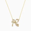 Effy Jewelry Novelty 14K Yellow Gold Diamond Bow Necklace | Necklaces & Pendants