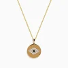Effy Jewelry Novelty 14K Yellow Gold Diamond Evil Eye Disk Pendant | Necklaces & Pendants