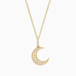 Effy Jewelry Novelty 14K Yellow Gold Diamond Crescent Moon Pendant, 0.13 TCW | Necklaces & Pendants