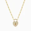 Effy Jewelry Novelty 14K Yellow Gold Diamond Heart Lock Pendant | Necklaces & Pendants