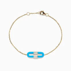 Effy Jewelry Novelty 14K Yellow Gold Diamond and Enamel Paperclip Bracelet | Bracelets