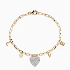 Effy Jewelry Novelty 14K Yellow Gold Diamond Paperclip Love Bracelet | Bracelets