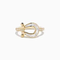 Effy Jewelry Novelty 14K Yellow Gold Diamond Horseshoe Ring | Rings