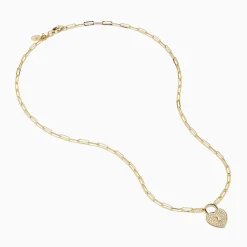 Effy Jewelry Novelty 14K Yellow Gold Diamond Heart Lock Pendant | Necklaces & Pendants