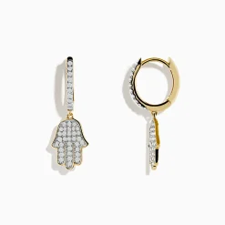 Effy Jewelry Novelty 14K Yellow Gold Diamond Hamsa Earrings | Earrings