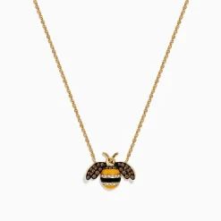 Effy Jewelry Novelty 14K Yellow Gold Espresso and White Diamond Bee Necklace | Necklaces & Pendants