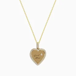 Effy Jewelry Novelty 14k Yellow Gold "Girl Mom" Diamond Heart Pendant | Necklaces & Pendants