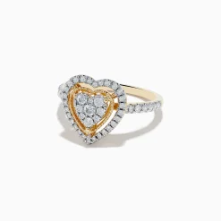 Effy Jewelry Novelty 14K Yellow Gold Heart Diamond Ring 0.57 TCW | Rings