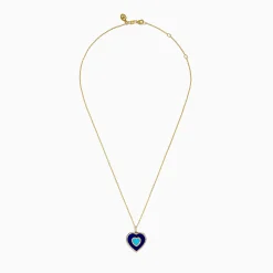 Effy Jewelry Novelty 14K Yellow Gold Lapis, Turquoise and Diamond Heart Pendant | Necklaces & Pendants