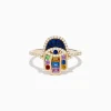 Effy Jewelry Novelty 14K Yellow Gold Multi Color Sapphire and Diamond Hamsa Ring | Rings