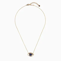 Effy Jewelry Novelty 14K Yellow Gold Multi Sapphire and Diamond Evil Eye Necklace | Necklaces & Pendants