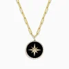 BH Multi Novelty 14K Yellow Gold Onyx and Diamond Star Coin Pendant, 4.49 TCW | Necklaces & Pendants