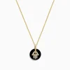 BH Multi Novelty 14K Yellow Gold Onyx and Diamond Hamsa Pendant, 2.98 TCW | Necklaces & Pendants