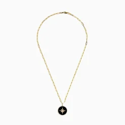 BH Multi Novelty 14K Yellow Gold Onyx and Diamond Star Coin Pendant, 4.49 TCW | Necklaces & Pendants
