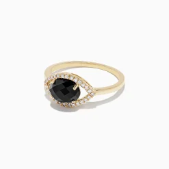 BH Multi Novelty 14K Yellow Gold Onyx and Diamond Evil Eye Ring, 1.56 TCW | Rings