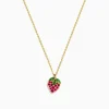 Effy Jewelry Novelty 14K Yellow Gold Ruby and Tsavorite Strawberry Pendant | Necklaces & Pendants