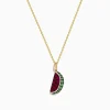 Effy Jewelry Novelty 14K Yellow Gold Ruby, Tsavorite and Diamond Watermelon Pendant | Necklaces & Pendants
