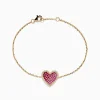 Effy Jewelry Novelty 14K Yellow Gold Ruby, Pink Sapphire and Diamond Heart Bracelet | Bracelets