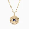 BH Multi Novelty 14K Yellow Gold Sapphire and Diamond Evil Eye Disk Pendant | Necklaces & Pendants