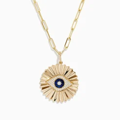 BH Multi Novelty 14K Yellow Gold Sapphire and Diamond Evil Eye Disk Pendant | Necklaces & Pendants