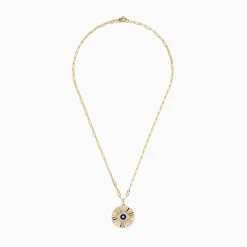 BH Multi Novelty 14K Yellow Gold Sapphire and Diamond Evil Eye Disk Pendant | Necklaces & Pendants