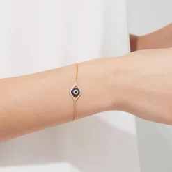 Effy Jewelry Novelty 14K Yellow Gold Sapphire u0026 Diamond Evil Eye Bracelet, 0.43 TCW | Bracelets