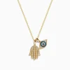 Effy Jewelry Novelty 14K Yellow Gold White and Blue Diamond Hamsa u0026 Evil Eye Pendant | Necklaces & Pendants