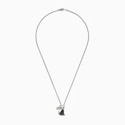 BH Multi Novelty Sterling Silver Black Diamond Cat Pendant, 0.28 TCW | Necklaces & Pendants