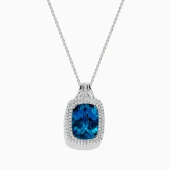 BH Multi Ocean Bleu 14K Gold London Blue Topaz and Diamond Pendant, 12.45 TCW | Necklaces & Pendants