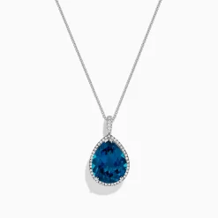 BH Multi Ocean Bleu 14K Gold London Blue Topaz and Diamond Pendant, 9.45 TCW | Necklaces & Pendants