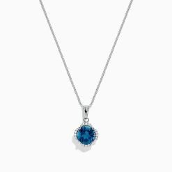 BH Multi Ocean Bleu 14K Gold London Blue Topaz and Diamond Pendant, 2.10 TCW | Necklaces & Pendants