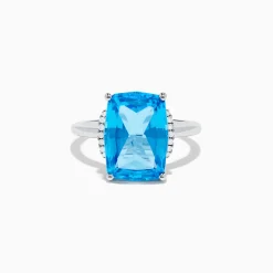 Effy Jewelry Ocean Bleu 14K White Gold Blue Topaz and Diamond Ring | Rings